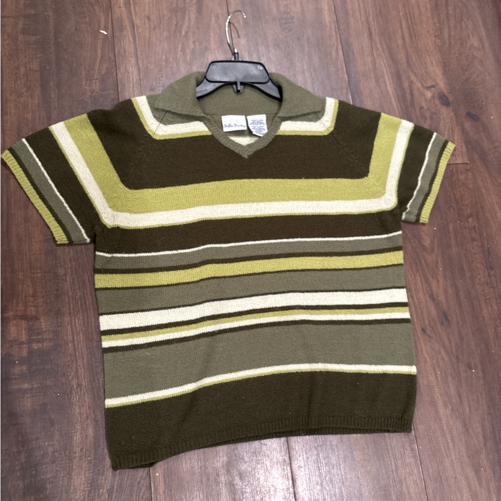 Striped Green and Brown Knit Sweater
